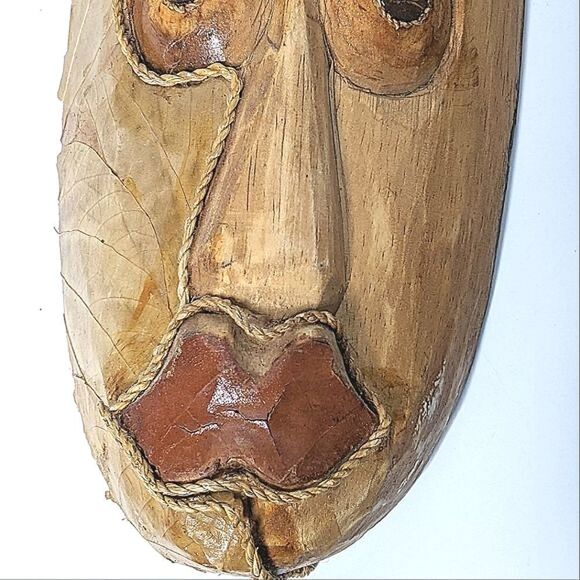 Wood Tribal Mask Wall Hanging Set Of 2 - Picture 5 of 8